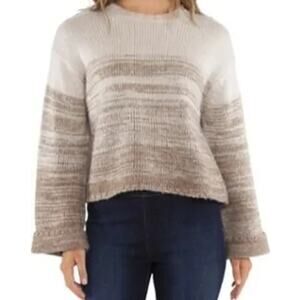 Carve Designs Estes Ombre Sweater Boxy Colorblock Relaxed Ribbed Knit Beige XL